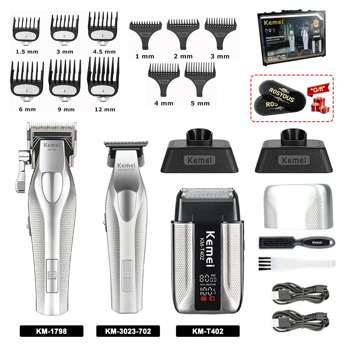 Professionelles Haarschneide-Set mit DLC-Klinge und Ladestation