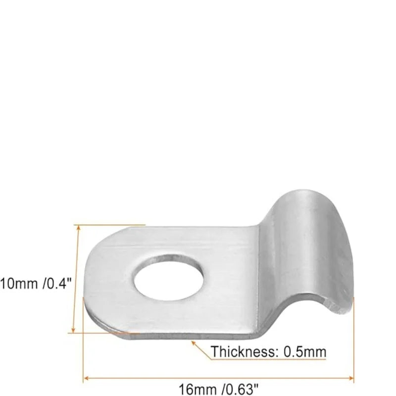 Clips de fixation pour câbles et tuyaux en acier inoxydable, 50 ensembles