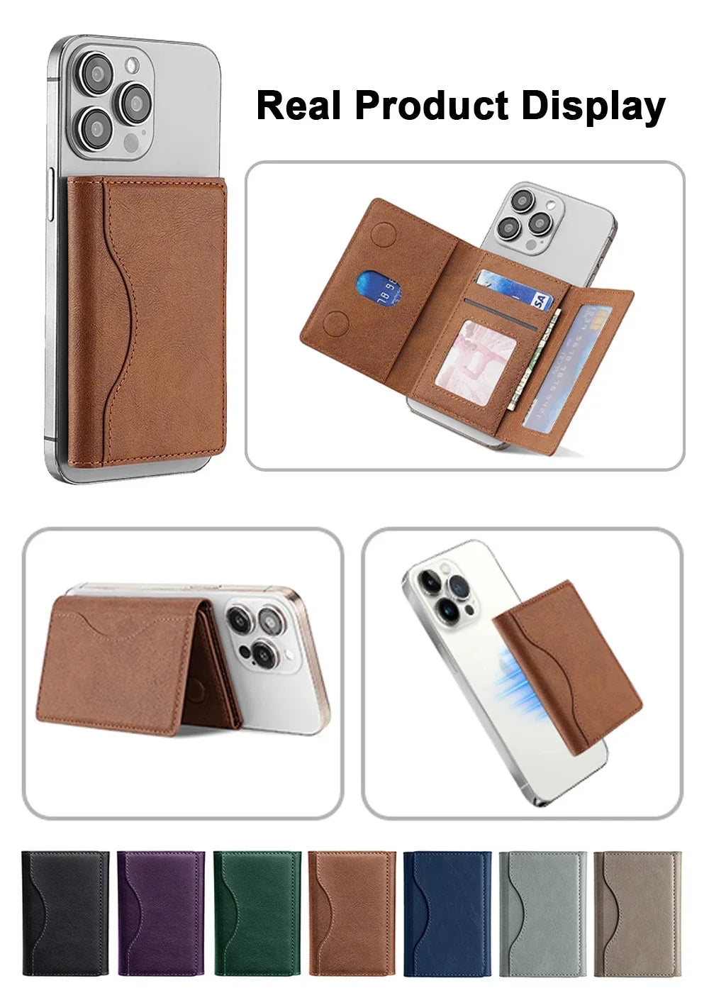 Powerful Magnetic Leather Wallet Magsafe for IPhone 16 15 Pro Max for IPhone 15 14 Pro Card Holder Phone Pouch Protective Case