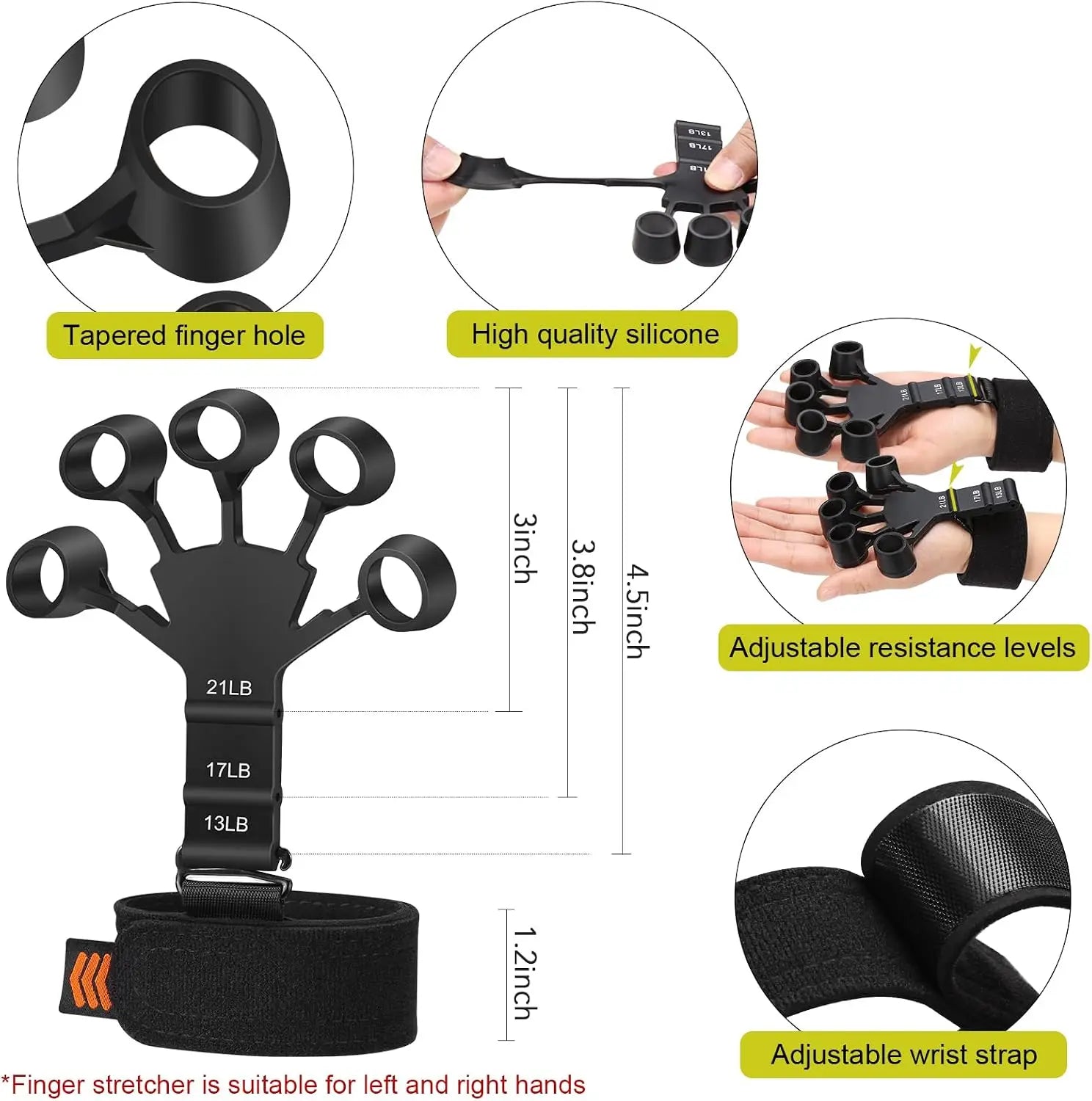 6-Pack Hand Grip Strengthener Kit with Finger Exerciser, Forearm Workout Ring for Muscle Building & Injury Recovery