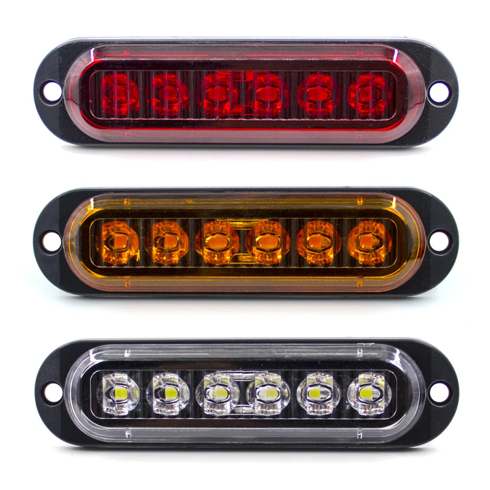 10PCS 12V 24V 6 LED Side Marker Lights Warning Light Auto Car External Lights Trailer Truck Lorry Clearance lamp Red Amber White