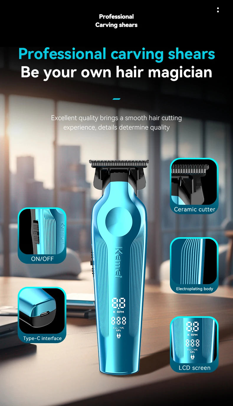 Kemei KM-1858 9000RPM 10W Hair Clipper,KM-264 Rechargeable Electric Trimmer,Original KM-T95 Shaver For Men Barber Clippers Kit