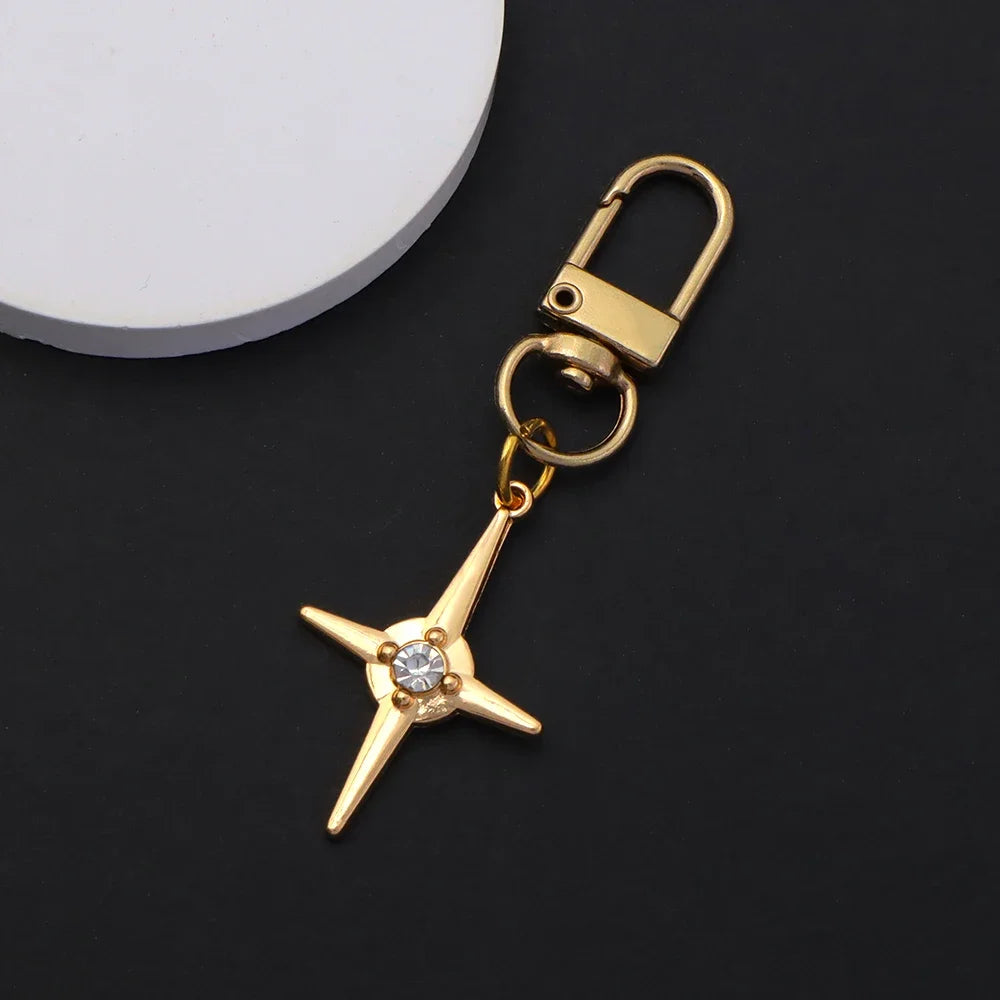 Silver Star Moon Metal Keychain