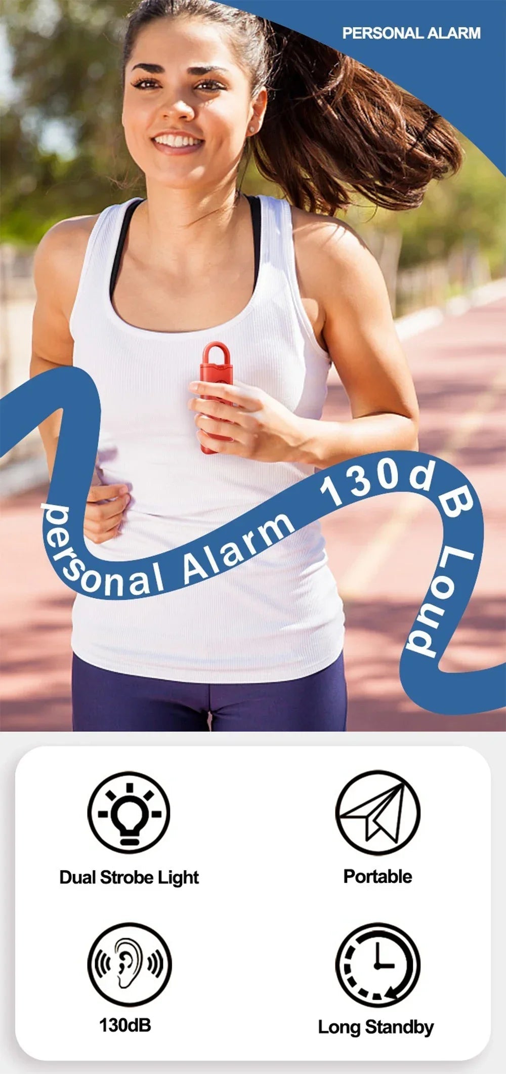 Self Defense Alarm 130DB LEDLight Anti-wolf Alert for Girl Child Women Carrying Scream Loud Panic Alarm Emergency Alarm Keychain