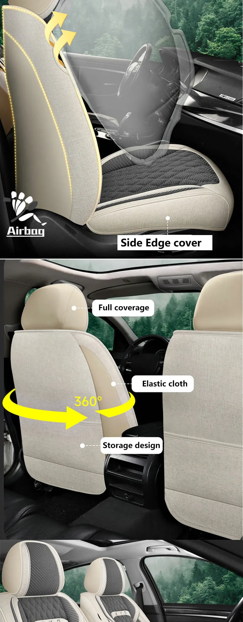 Універсальні льняні чохли для автомобільних сидінь для комфорту в будь-яку пору року