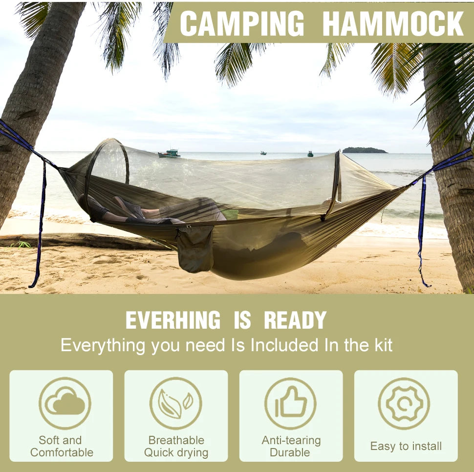 3-in-1 Camping Hammock with Mosquito Mesh and Quick Opening