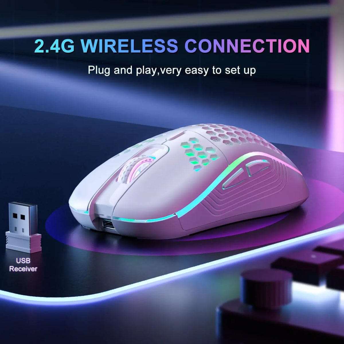 Rechargeable 2.4 GHz Wireless Mouse with RGB Lighting