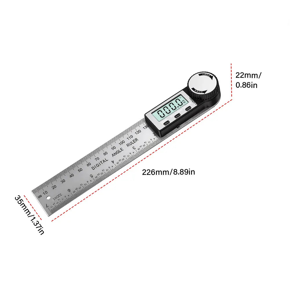 200 mm Digital Angle Ruler with Locking Knob