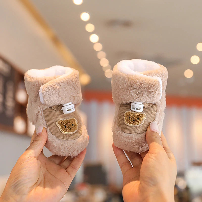 Cute Bear Baby Shoes Soft Plush Winter First Walkers