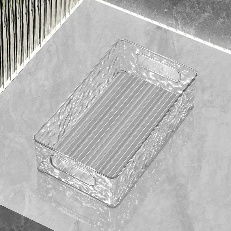 Stackable Clear Storage Bin with Carry Handles
