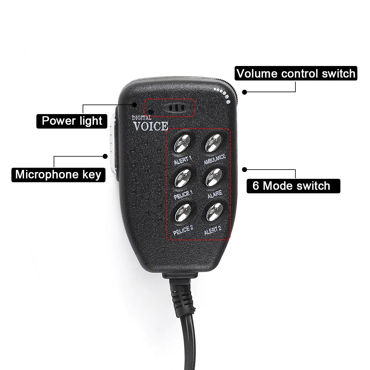 Bocina de seis tonos de 12 V KX-5006 con micrófono