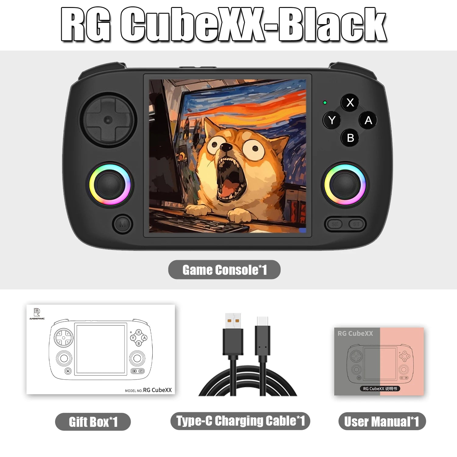 Anbernic RG CubeXX Retro Handheld Game Console 3.95 Inch IPS Screen Linux System Built-in 64G TF Card 5056 Games Support HD Out