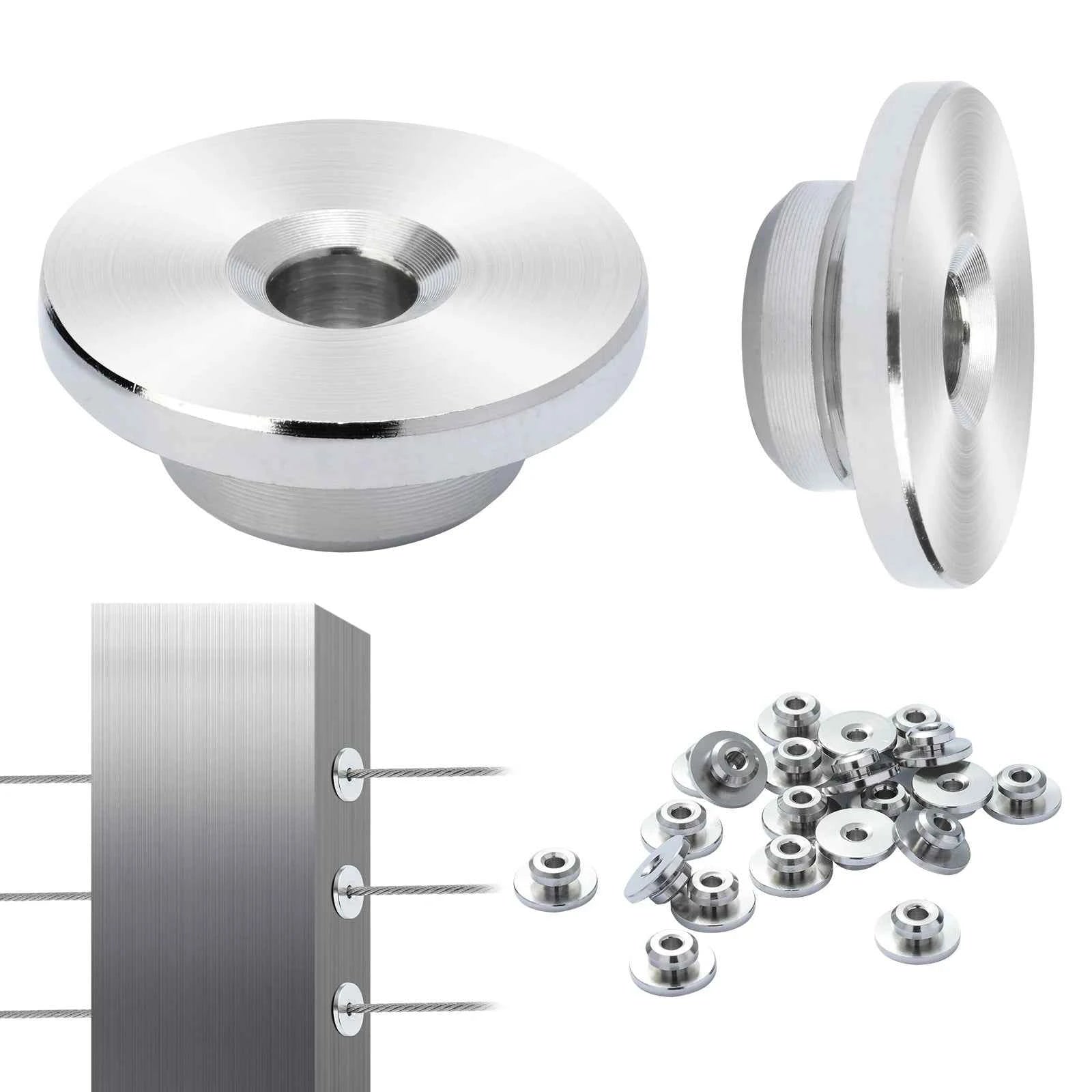 VEVOR 51Pack Cable Railing Kit 1/8" Wheel Protector with Black Invisible 1/8" Tensioner &Covers for 0.41inch Horizontal Hole