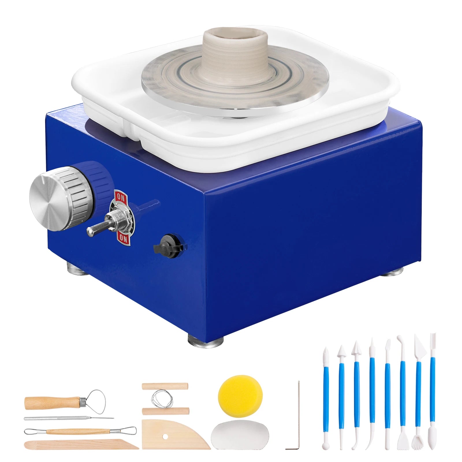 Mini Pottery Wheel Kit with Adjustable Speed & Dual Turntables