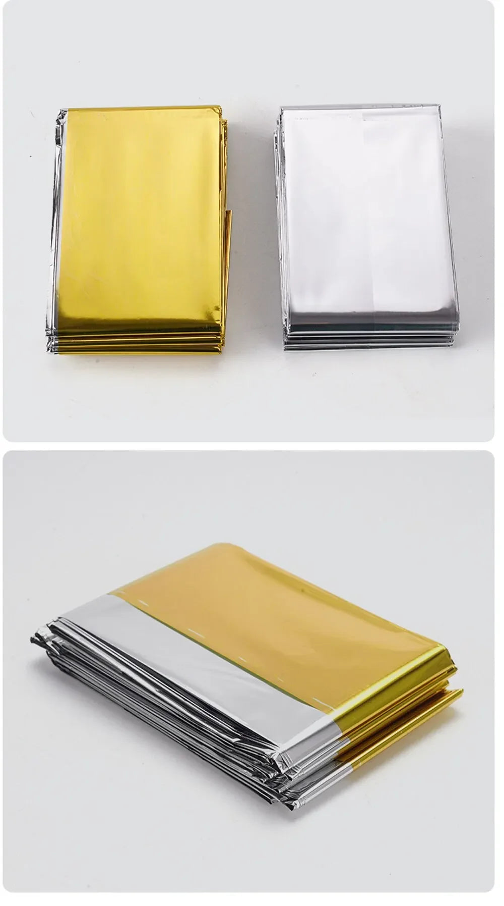 Emergency Thermal Poncho Blanket Lightweight Folding Water Resistant Windproof Sunshade Reusable First Aid Camping Mat Pad Cover