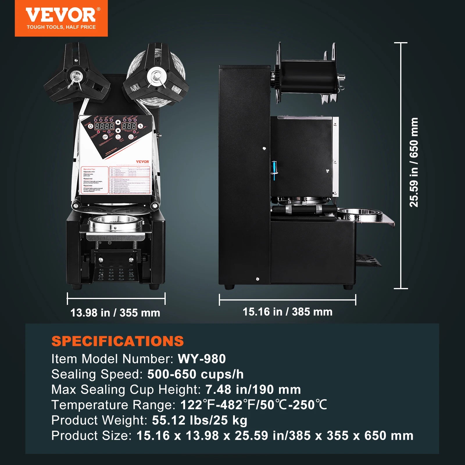 Automatický stroj na uzatváranie pohárov 500–650 pohárov/h pre boba a nápoje