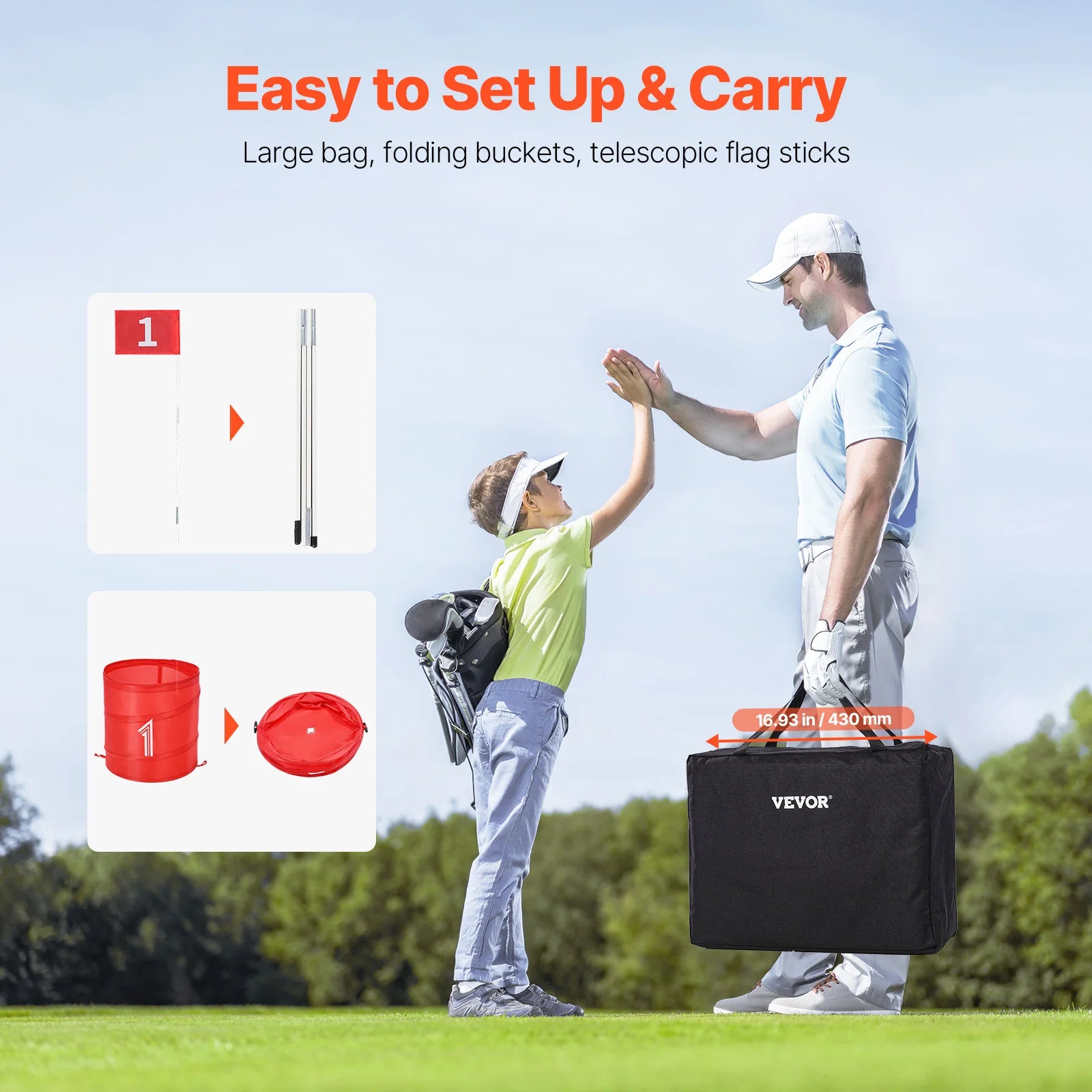 SucceBuy 3/6/9 Hole Backyard Golf Game Portable Bucket Golf Course Practice Chipping Games for Family Outdoor Sports