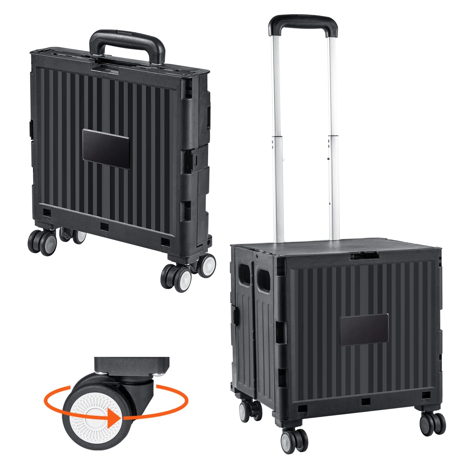Foldable Utility Shopping Cart with Wheels & Telescopic Handle