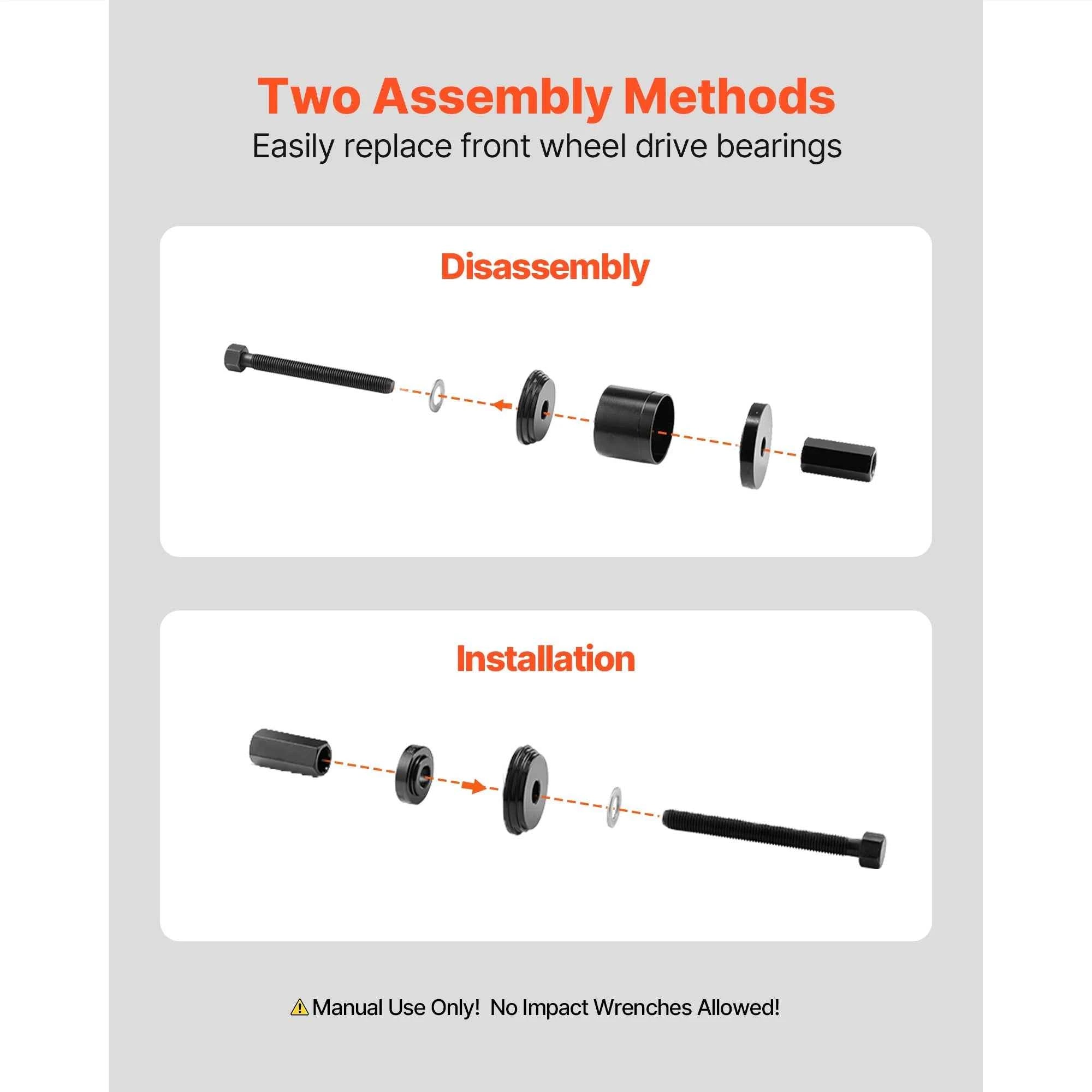 23-Piece Wheel Bearing Press Kit for Removal and Installation