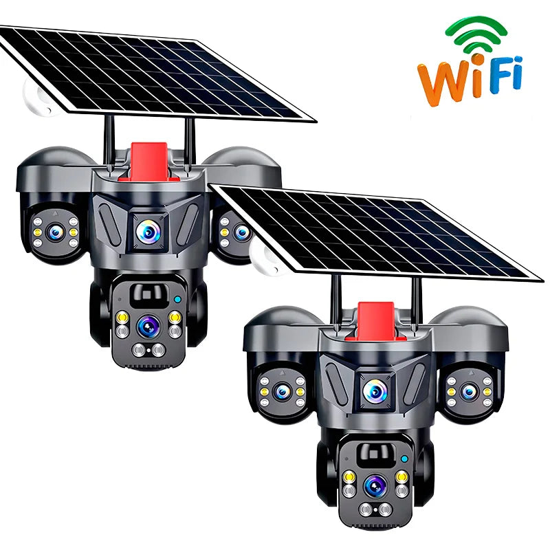 KERUI 6MP solarna kamera vanjska solarna ploča WiFi kamera trostruka leća kućni sigurnosni CCTV video nadzor sustav trostruki zasloni