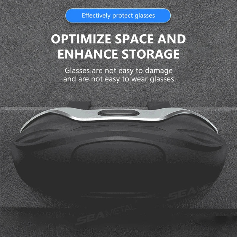 SEAMETAL Large Car Glasses Holder Clip on Sun Visor Sunglasses Holder Universal Car Eyeglasses Case Anti Scratch Flocking Layer