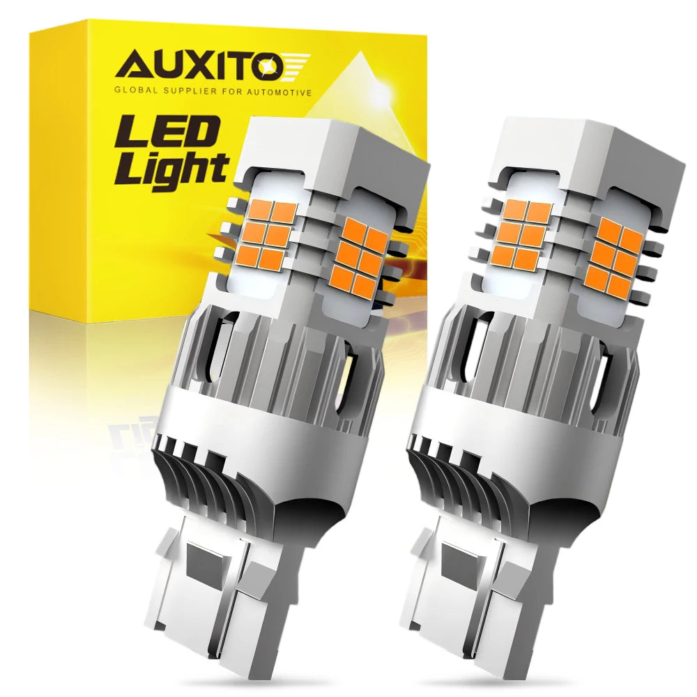 AUXITO 2Pcs T20 LED Canbus No Hyper Flash W21W WY21W 7440 7440NA LED Amber Car Turn Signal Light Bulbs Error Free Auto Lamp 12V