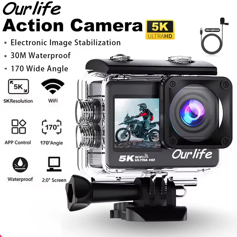 5K Action Camera 4K 60FPS Touch Screen WiFi 30M Waterproof