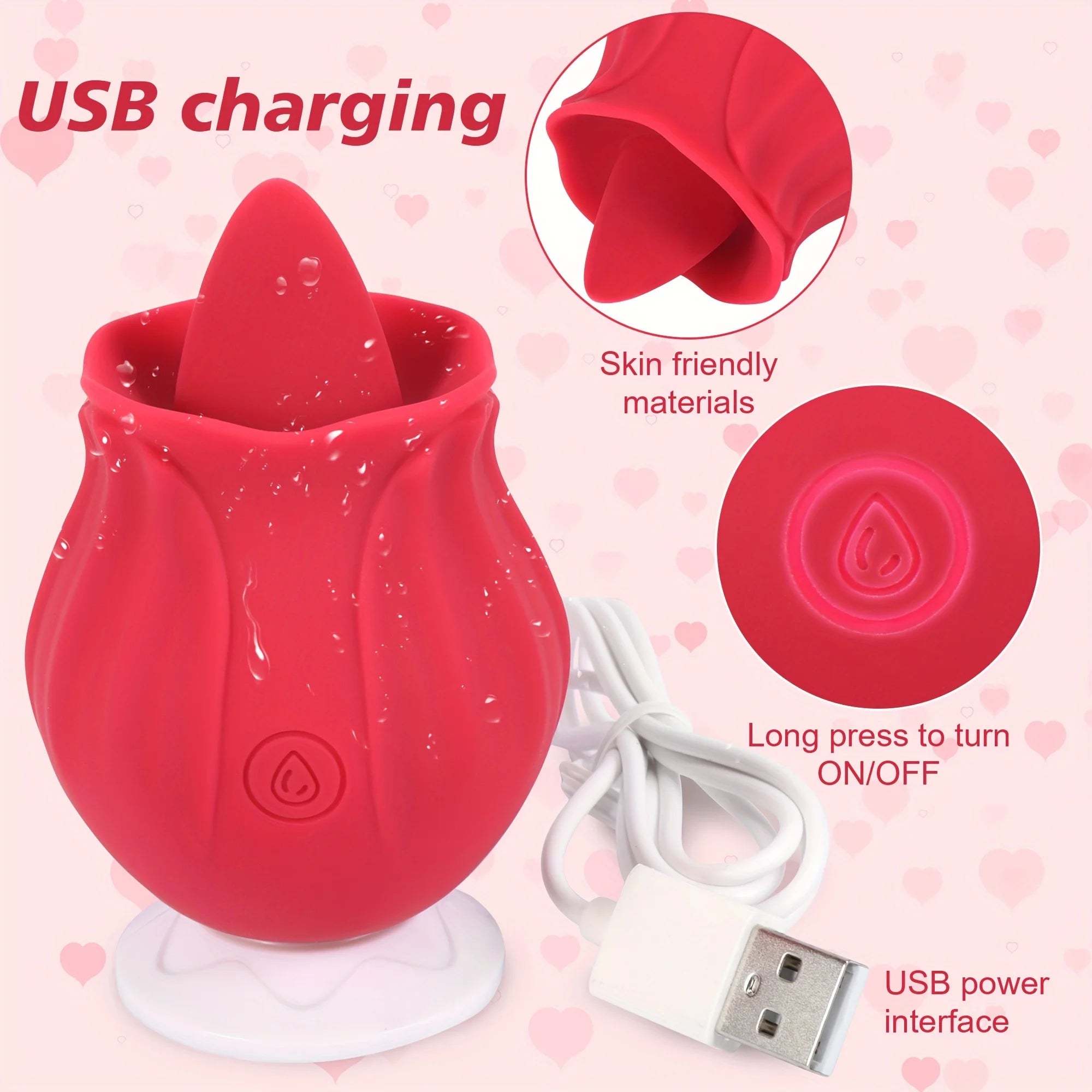 Rose Clitoral Suction & Licking Vibrator with 10 Modes