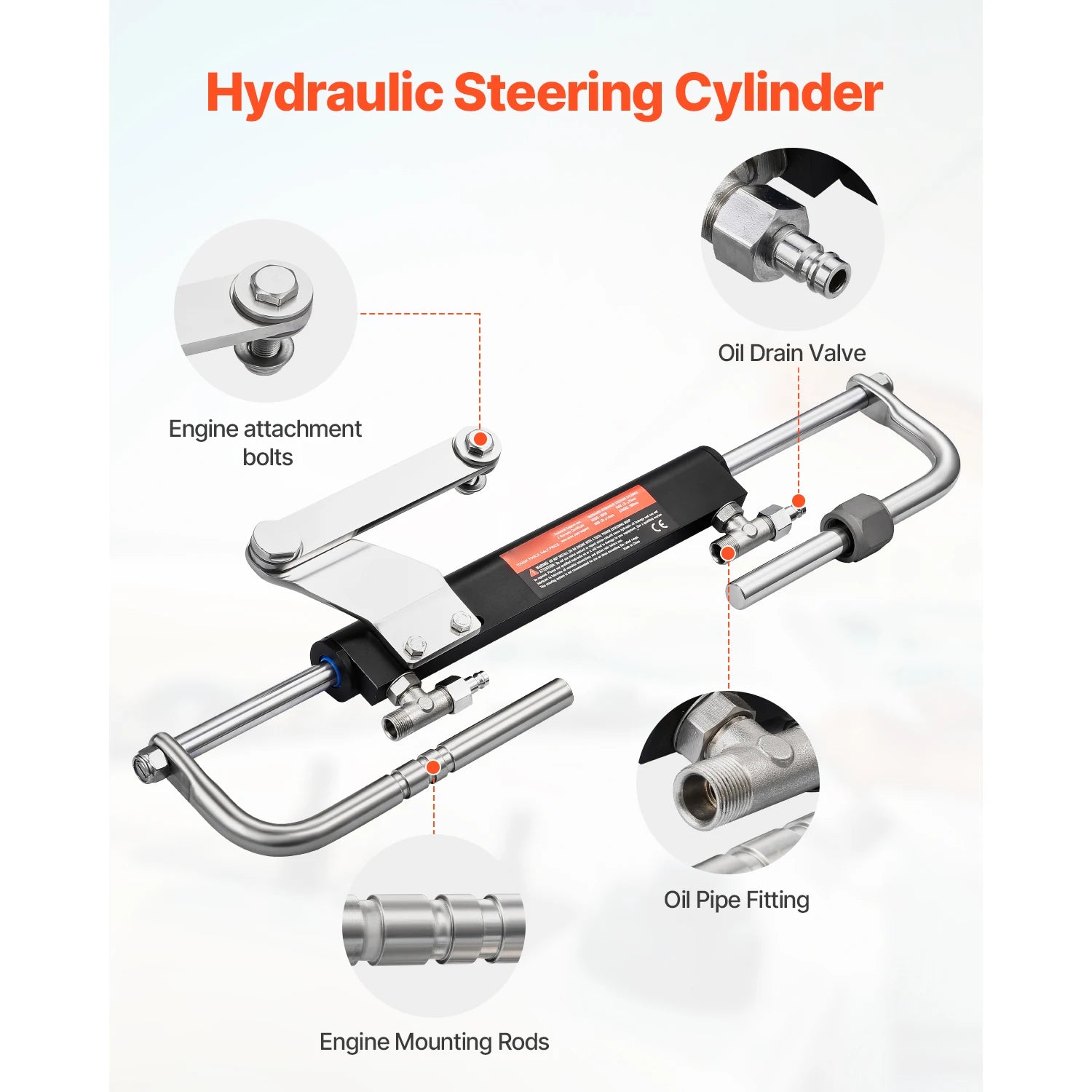 90-PS-Hydraulik-Außenbordsteuerungskit mit Steuerstand, Zylinder und 26-Fuß-Schläuchen