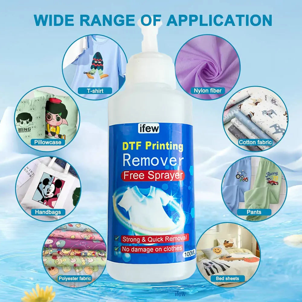 Dtf Remove Liquid Textile Vinyl Dtf Remover Ink Clothing for Garments Cloth Tshirt DIY Cricut Ink Cleaner Solution Accessories