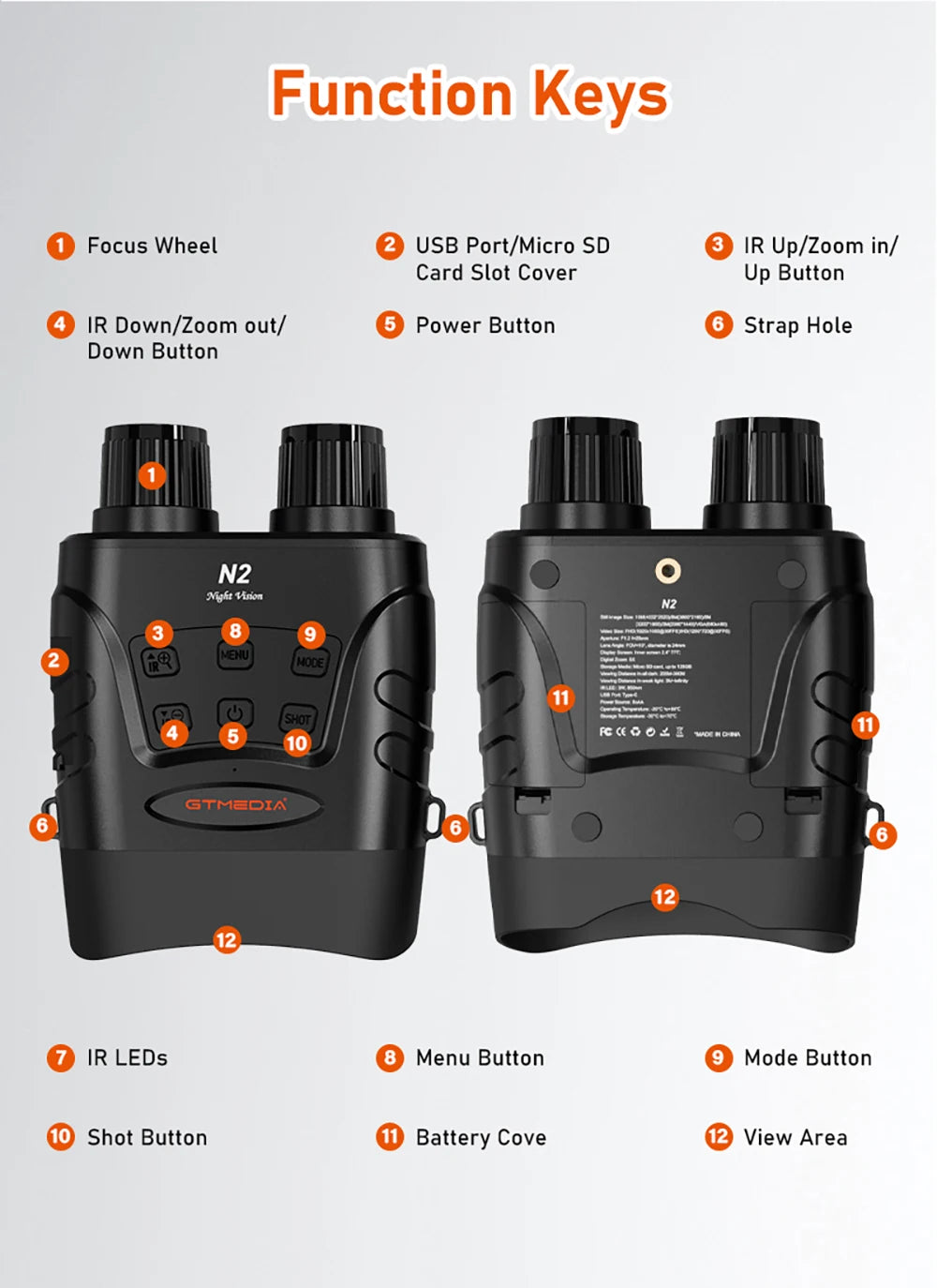 GTMEDIA N2 Night Vision Binoculars with 5X Zoom and 1080P