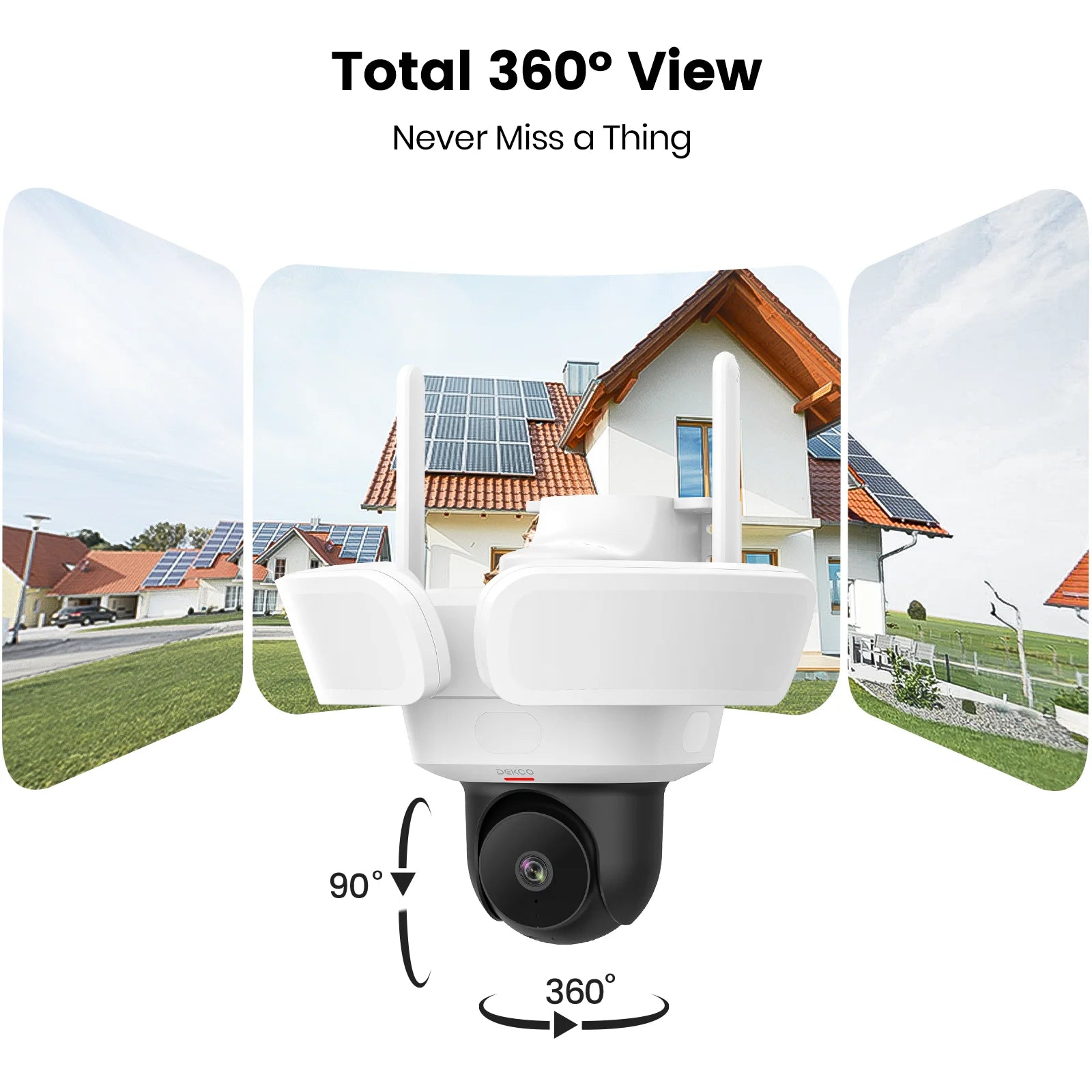 DEKCO 3K UHD WiFi Floodlight Camera with 360° View