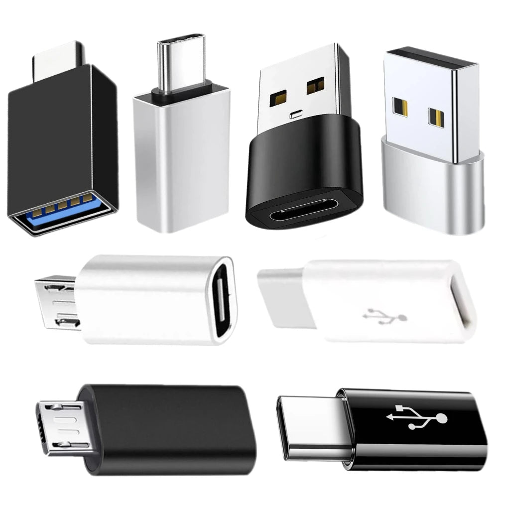 Conjunto de 8 adaptadores USB-A, USB-C e Micro-USB