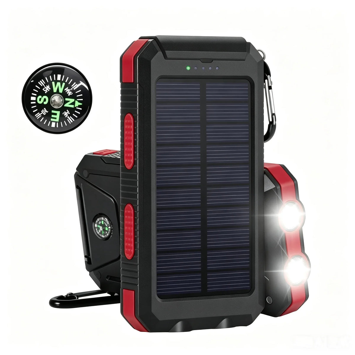 OutdoorVPortable 20000mAh Solar Power Bank External Battery Pack With LED Light Compass USB Output Emergency Backup Power