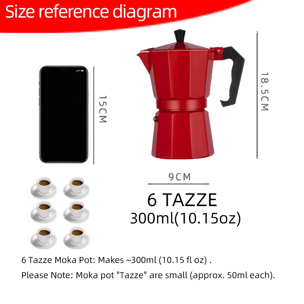 Stovetop Moka Pot in 3 or 6 Cup Sizes, Aluminium