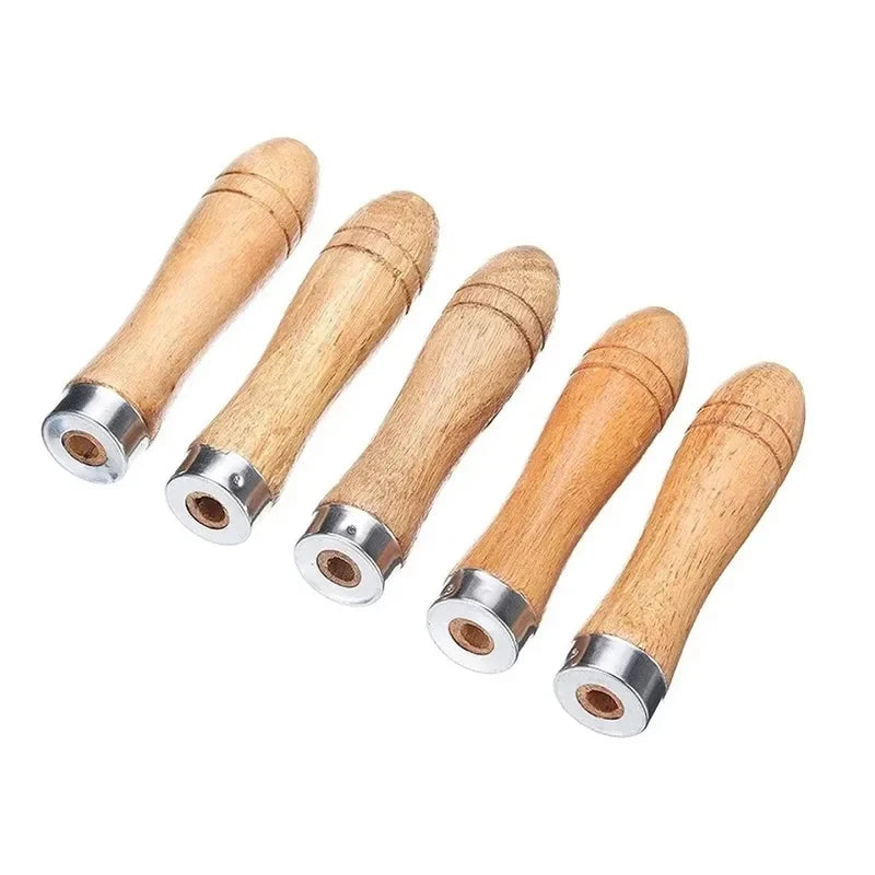 Wooden File Handle, 5-Piece Replacement Grip Set, 9 cm