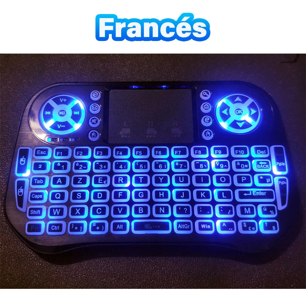 Bluetooth Wireless Mini Keyboard Backlit 2.4G USB English Russian French Spanish Portuguese Arabic Hebrew for Android TV Box PC