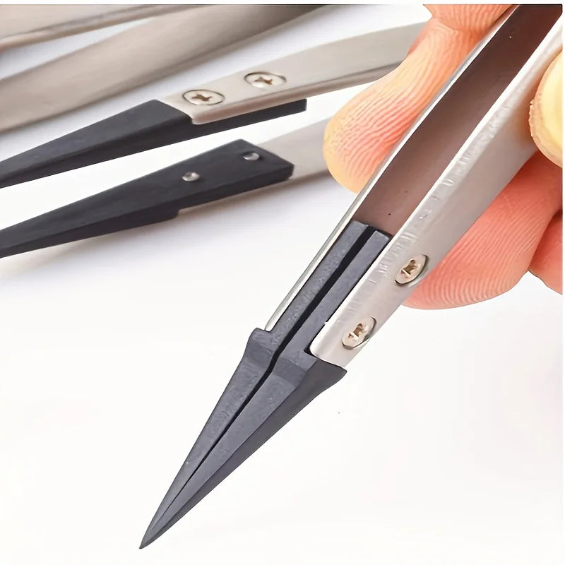 ESD anti-static precision tweezers - anti-static tips, heavy-duty metal,suitable for electronics,Electronics & Jewelry Repair