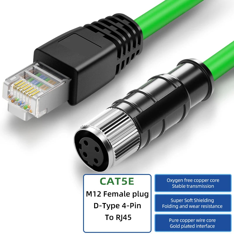 Cavo M12 a RJ45 IP67 Impermeabile, Alta Flessibilità, schermato STP M12 a RJ45 Cavo Ethernet Industriale per EtherCAT/Profinet/IIoT