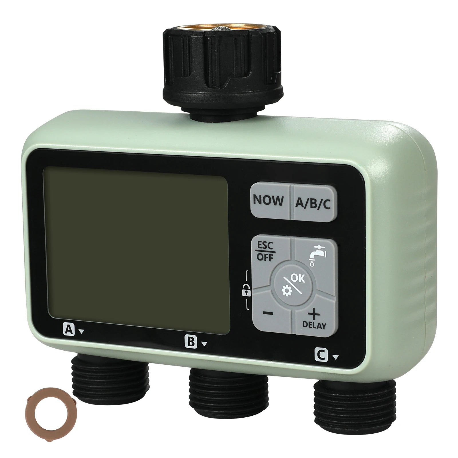 3-Zone Hose Water Timer with LCD, Rain Delay & Manual Mode