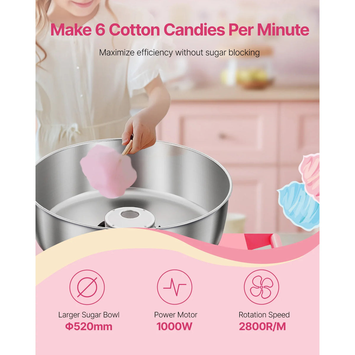 Cotton Candy Machine with Cart and Sugar Scoop
