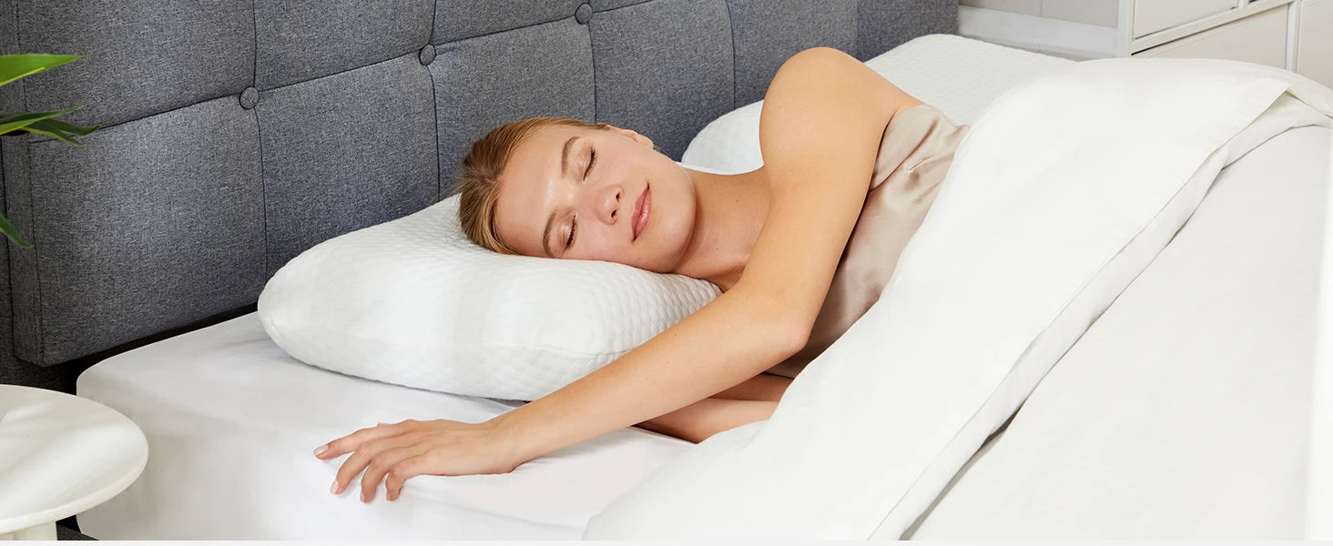 Memory Foam Neck Pillow with Cooling Ventilation & Washable Cover
