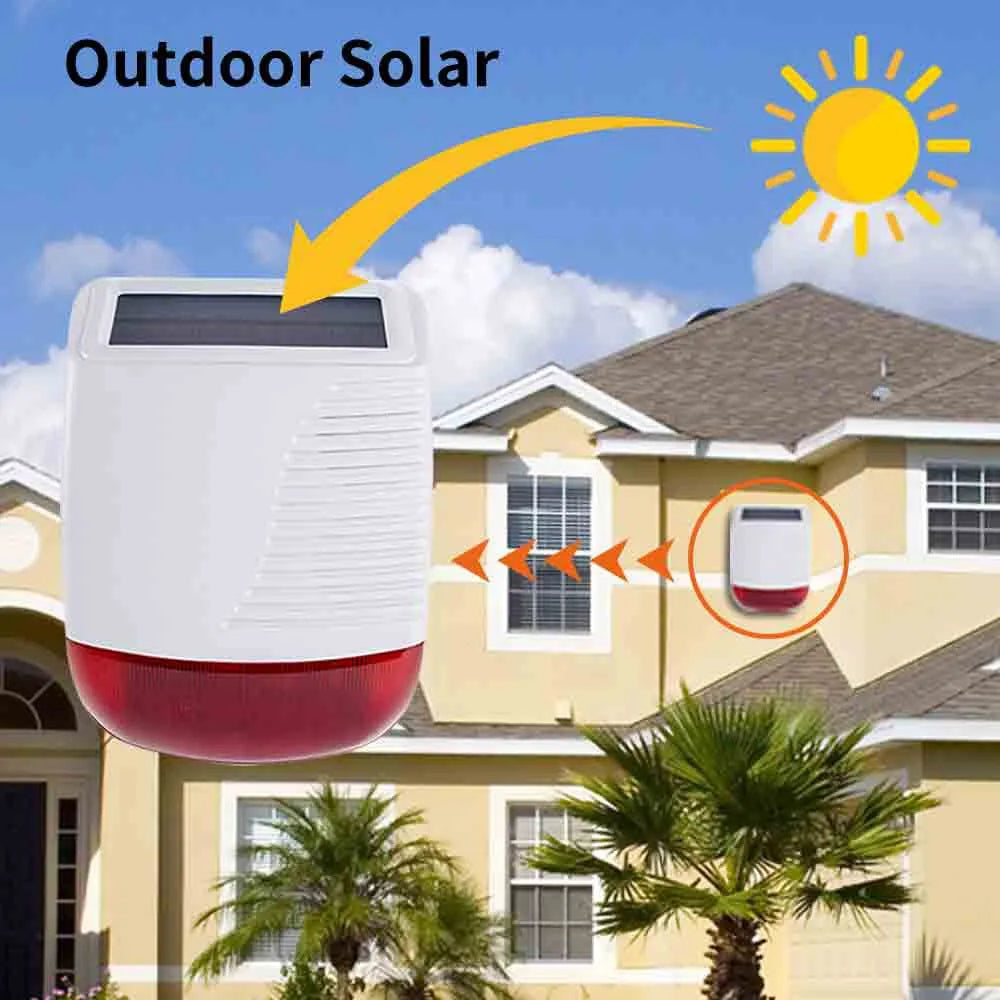 433Mhz High Decibel Outdoor Solar Wireless Siren Loudspeaker Waterproof Strobe For Smart Home Security Burglar Alarm System