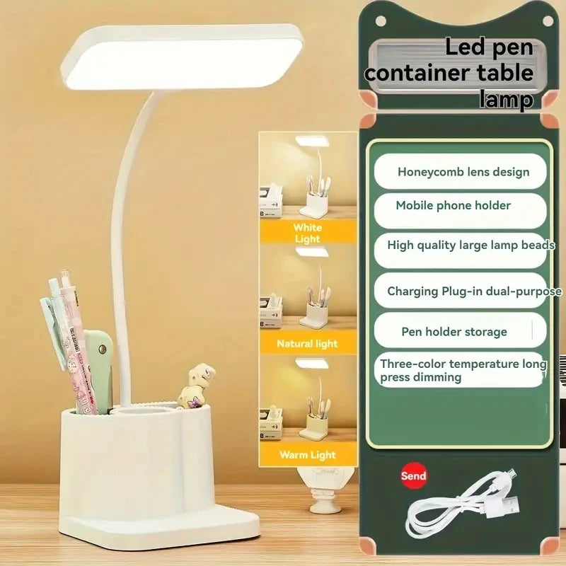 Stolová lampa s nastaviteľným jasom a priehradkou na perá