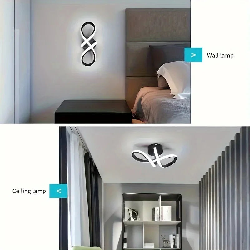 Candeeiro de teto LED moderno preto para corredores e entradas