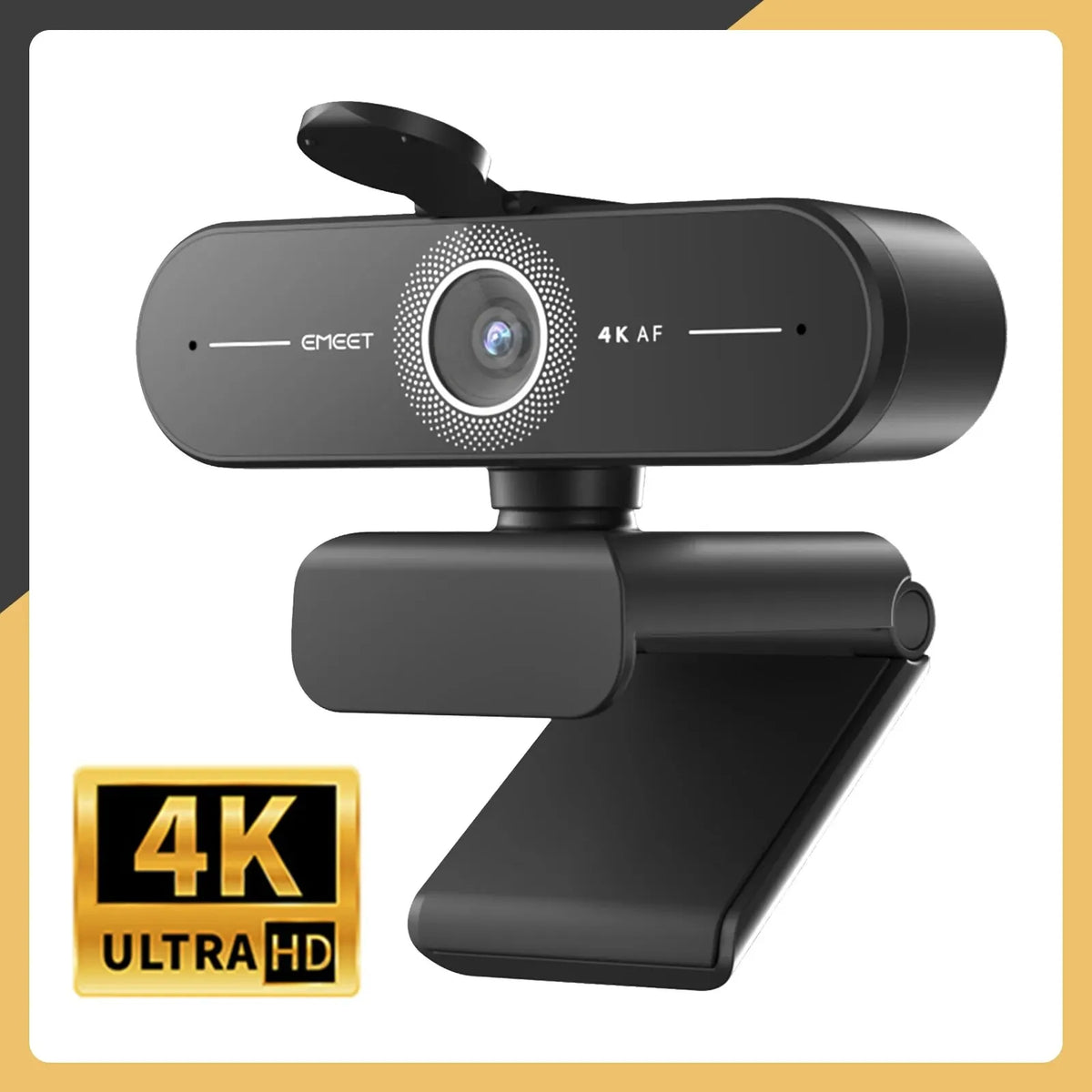 4K USB Webcam with Autofocus, Dual Microphones & Privacy Cover
