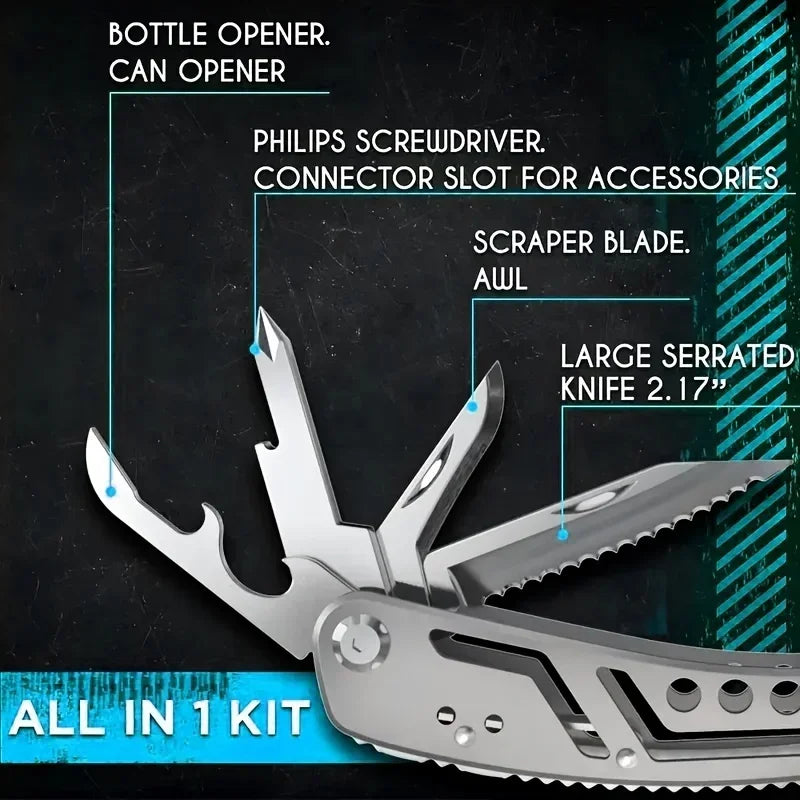24-in-1 Multitool with Pliers, Knife and 11 Magnetic Bits