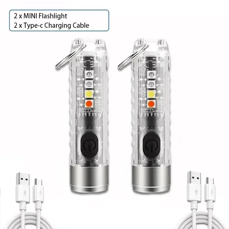 1PC Rechargeable Mini Keychain Flashlight with multi Modes and Magnetic Base - Ideal for Camping and Outdoor Activities