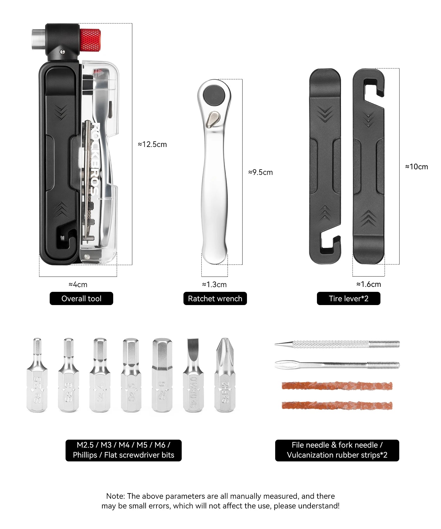 Trousse d’outils de réparation vélo avec clé à cliquet et leviers de pneu