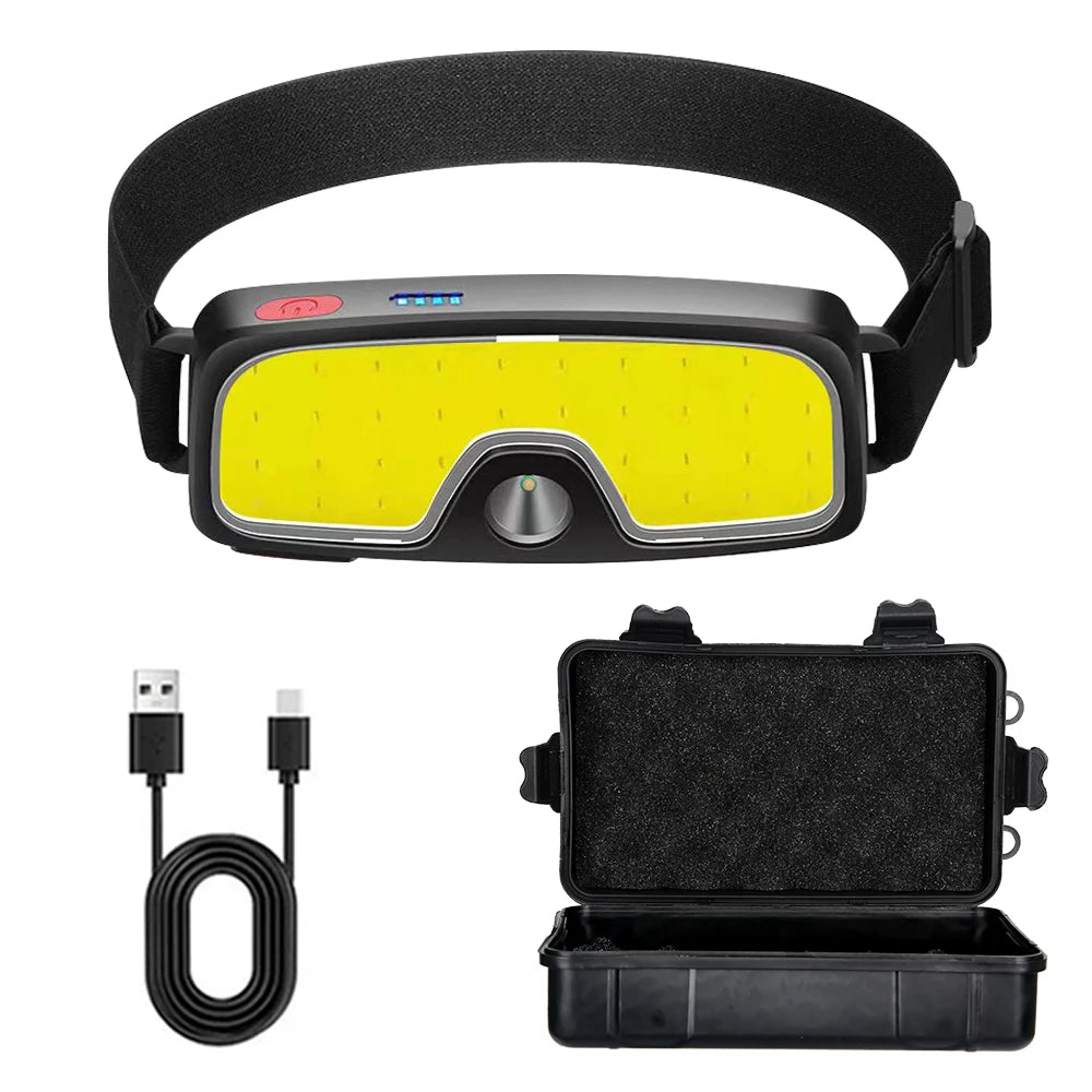 COB LED Headlamp 3 Mode USB Rechargeable